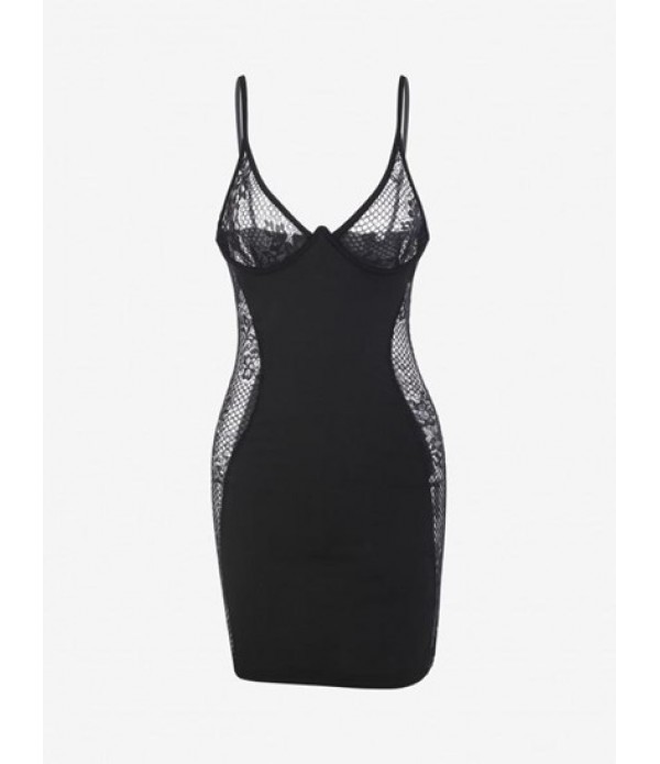 Underwired Mesh Sheer Spaghetti Strap Dr...