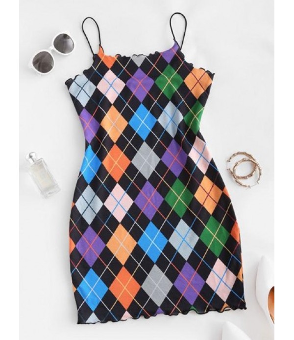 Argyle Lettuce Trim Bungee Strap Dress