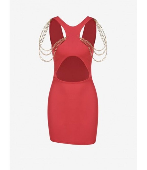 Cut Out Layered Chain Bodycon Dress