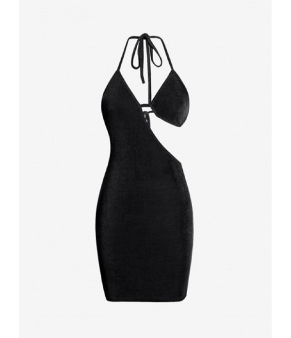 Bra Cutout Jersey Backless Halter Slinky Dress