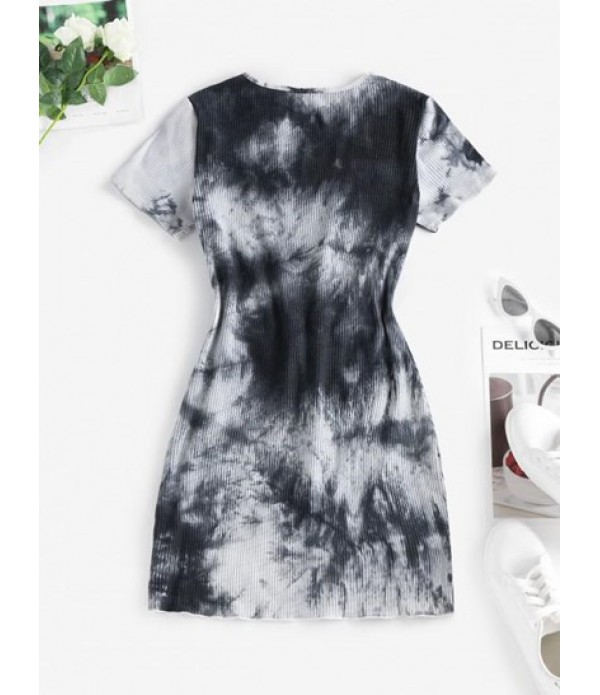 Tie Dye Ribbed Tulip Hem Dress