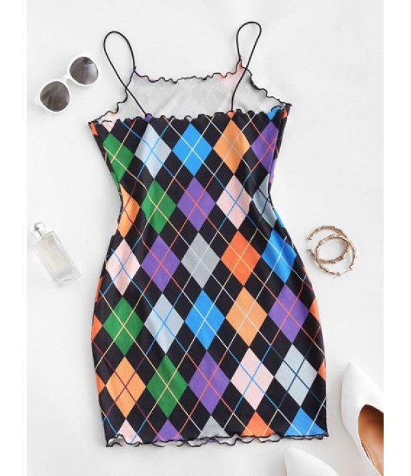 Argyle Lettuce Trim Bungee Strap Dress