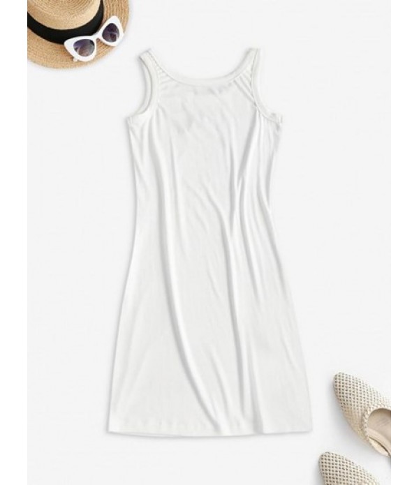 Embroidered Bodycon Tank Mini Dress