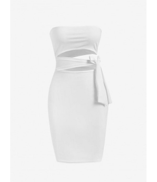 Tie Side Cut Out Slinky Tube Dress