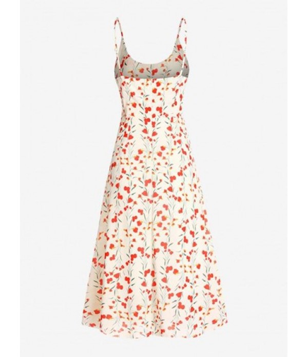 Floral Print Midi Summer Cami Sun Dress