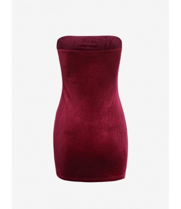 Ruched Bust Velvet Mini Tube Dress